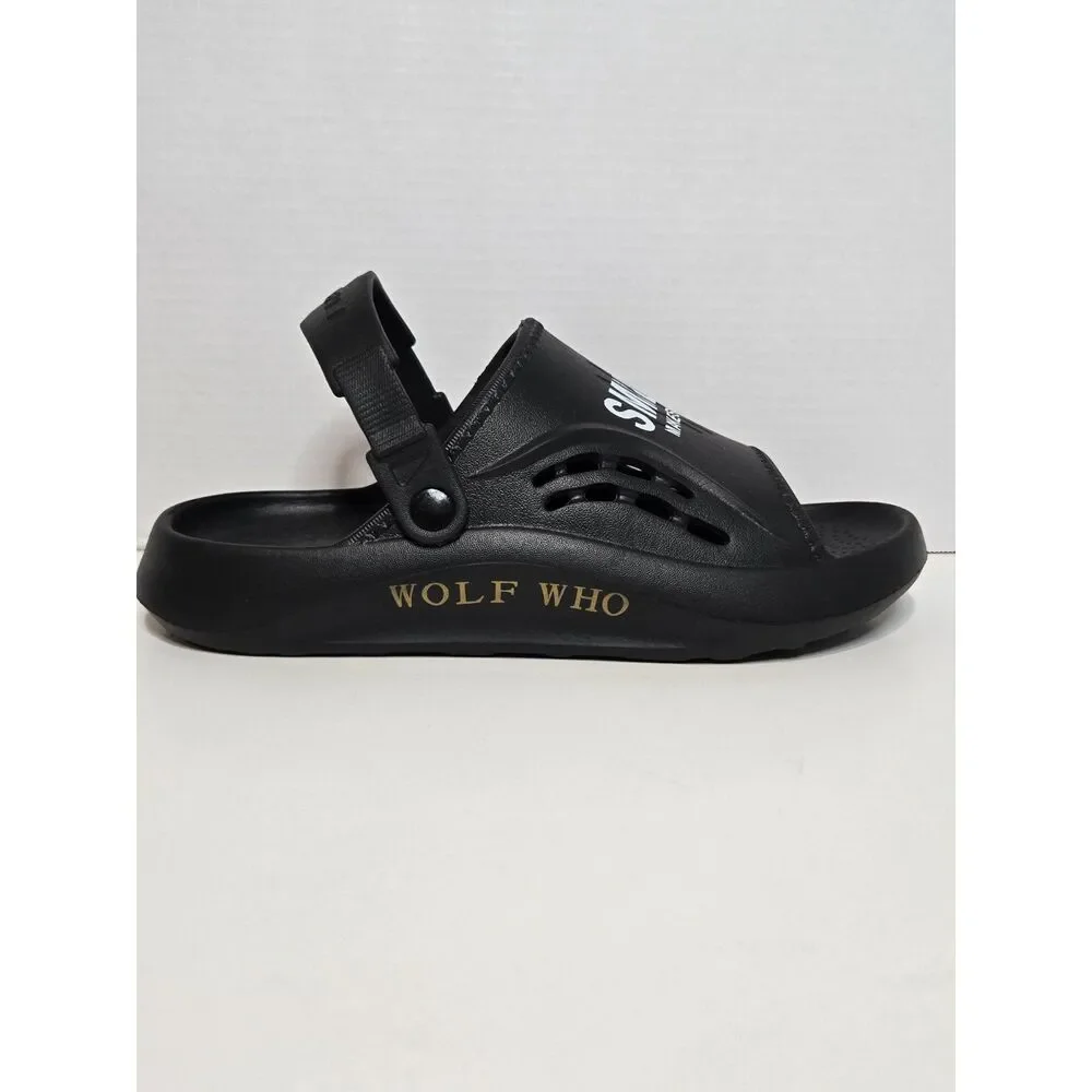 Smile Surper Graphic Foam Clog Sandals Slides | Men's Size 9-10 | Matte Black
